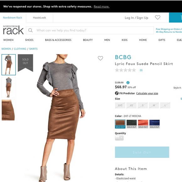 BCBG Faux Suede Stretch Pencil Skirt - Size XS - Picture 3 of 4